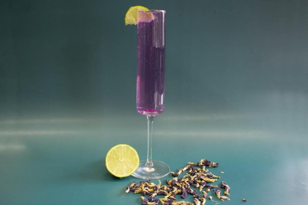 Royal Tea New York's butterfly pea flower tea with tonic water